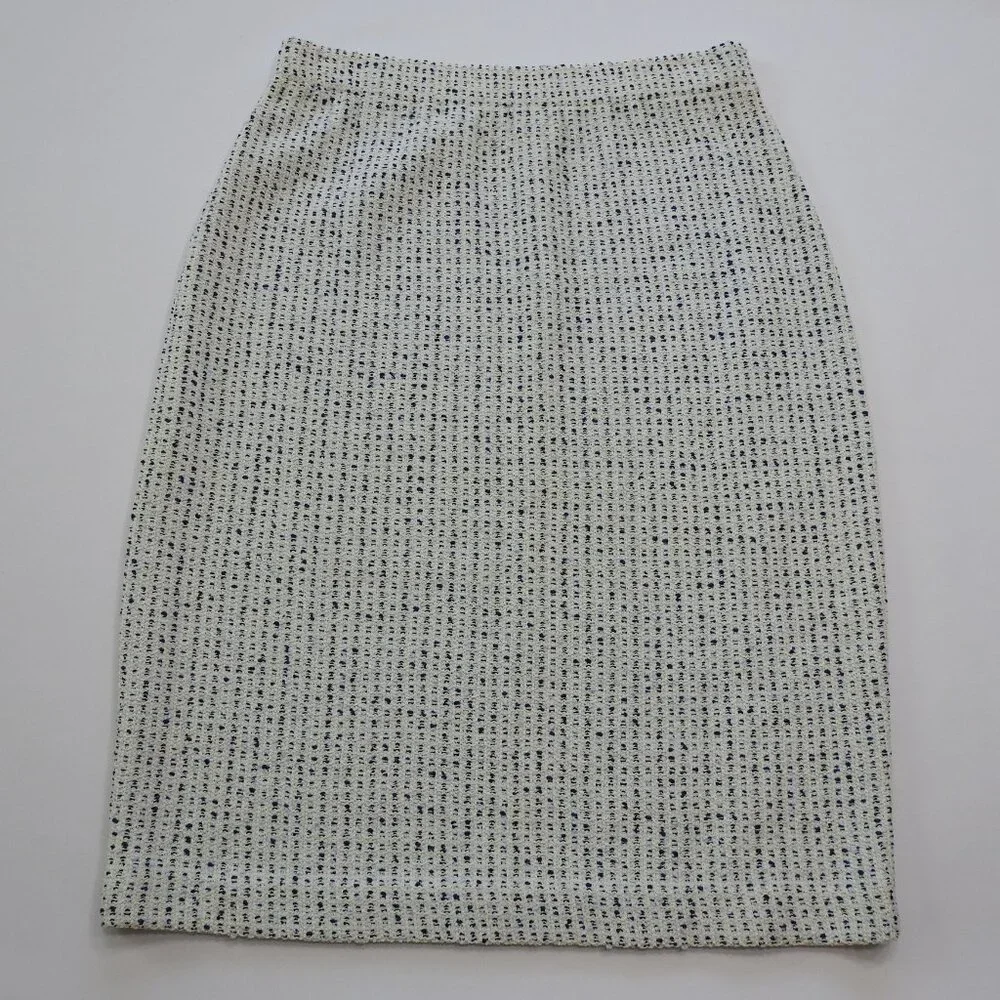 Vintage St John Collection Tweed Suit Sz 4 Made USA Navy White Black Accent - Picture 4 of 16